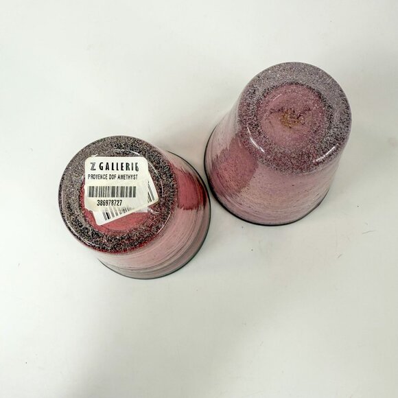Z Gallerie Amici Provence Purple Amethyst Art Glass Air Bubble Glasses Set Of 2 - Picture 7 of 7